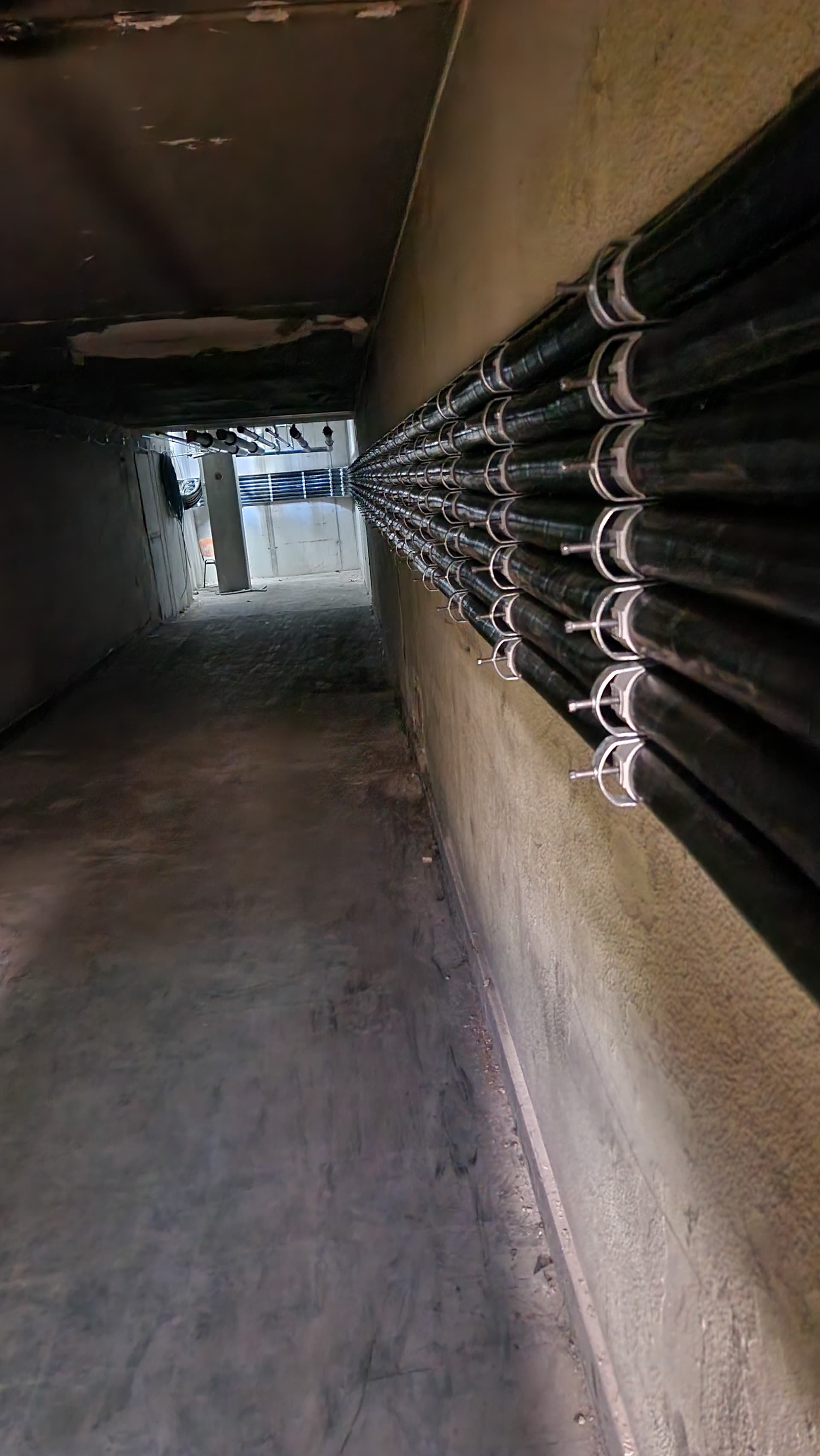 Kabelverlegung auf dem Dach einer Industriehalle